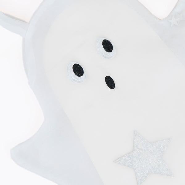 Our ghost bag is brilliant for a large trick-or-treat haul, made from white organza with shimmering silver stars it's ideal to reuse year after year. Image3