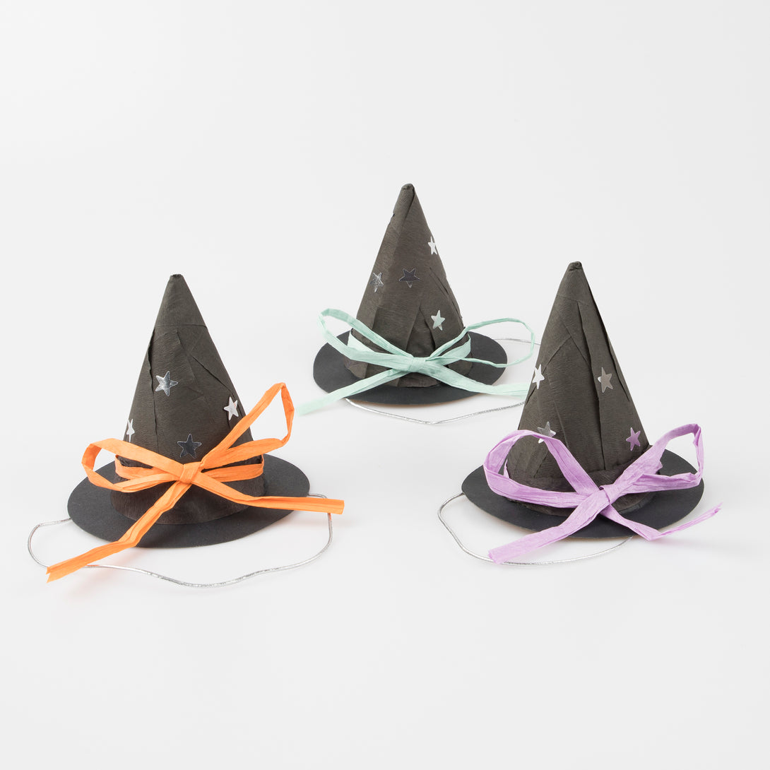 Our black witch hat decorations are filled with Halloween treats, and make the perfect Halloween gifts.