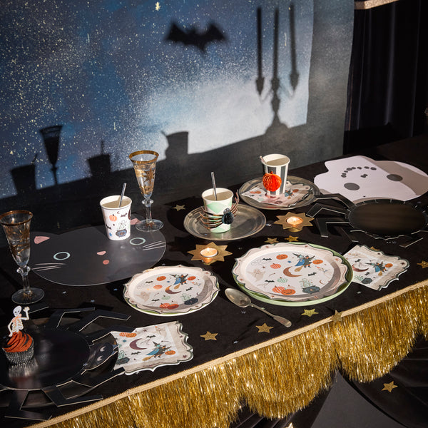 Our 3-ply paper Halloween napkins feature fun characters, shiny copper foil details and an ornate edge, great for a playfully elegant look. Image2