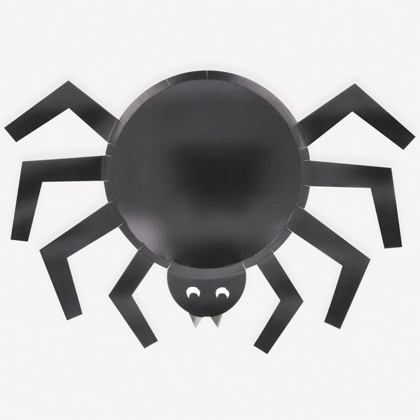 Our spider plates are perfect to add an eerie fun touch to your Halloween party, featuring shiny silver foil details and cheeky eye and fang details. Image1