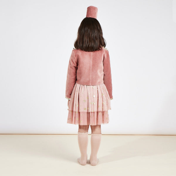 This girls' Christmas costume is made from velvet, tulle and gold lamé. Image3