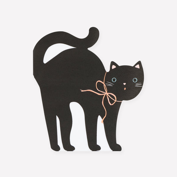 Our Halloween party napkins, in the shape of a black cat, will give a playful look to your party table and are perfect for practical use too. Image1