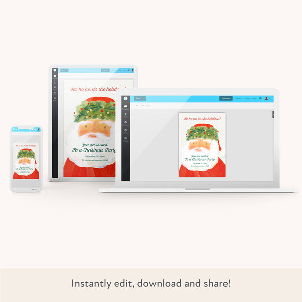 Christmas Large Santa Download & Print Invitation Image2