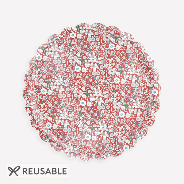 Our floral tray, made from wood and melamine, features a pretty red Liberty print, ideal for use over the festive season. Image1