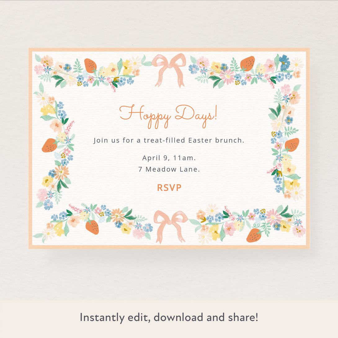 Our spring invitations are easy to personalise and download