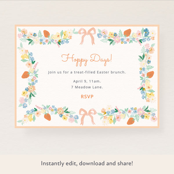 Our spring invitations are easy to personalise and download