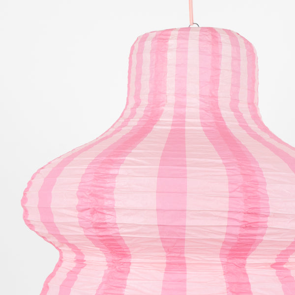 Our striped pink paper lanterns are the perfect hanging decorations for baby showers, birthday parties or all year decorations. Image3