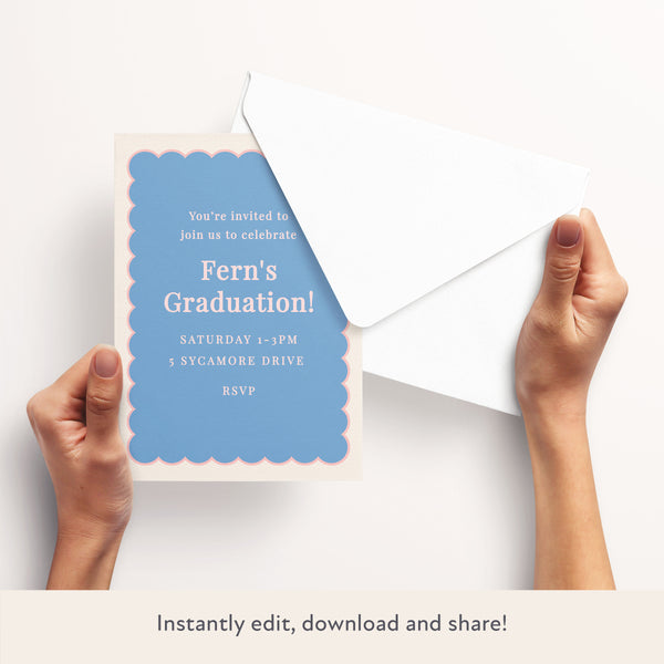 Blue Scallop Download & Print Invitation