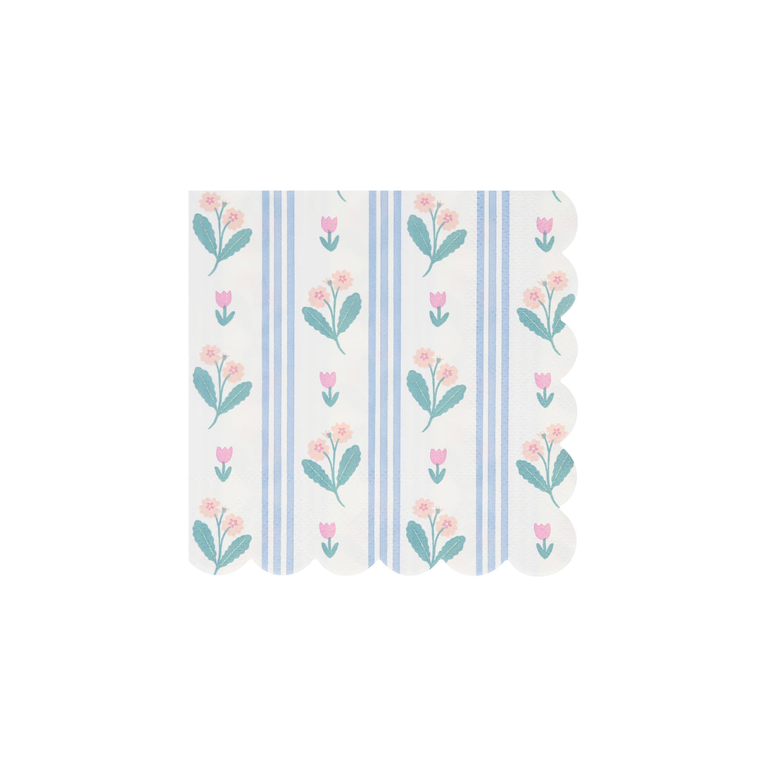 Our small napkins have floral designs in pretty pastels, perfect as garden party napkins.