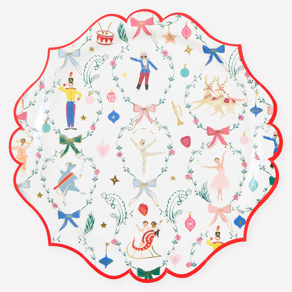 Our Christmas dinner plates, made from heavyweight paper, feature a stylish festive design based on New York City Ballet's The Nutcracker. Image1