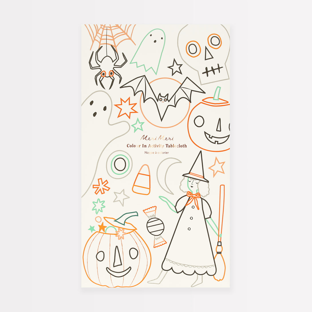 Our paper tablecloth, with colour in designs, is perfect for a kids' Halloween party. Image4