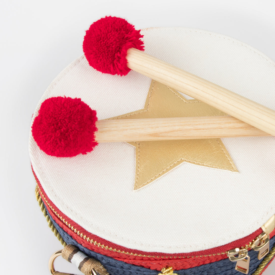 Our fabulous drum bag is not only great for Christmas style, but it has wooden drumsticks you can play it with too.