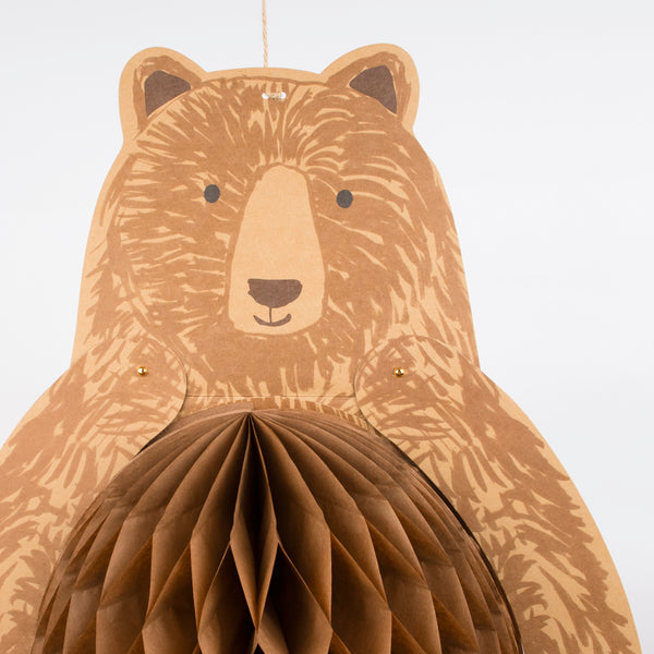 Our giant hanging decorations are made in the shape of a 3D tree and bear, perfect for a camping party. Image2