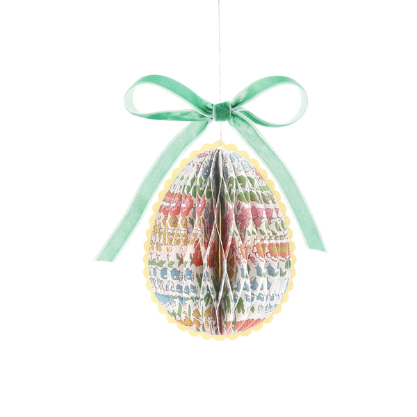 Our Easter egg decorations are made from honeycomb paper with Liberty floral designs, scalloped edges and velvet bows for luxe look. Image7