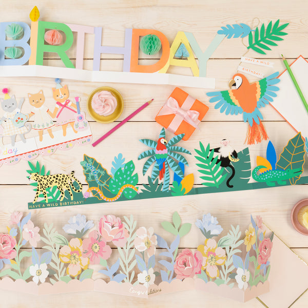 Send wild birthday greetings with this concertina birthday card featuring jungle animals, a vibrant way to wish them a happy day. Image2