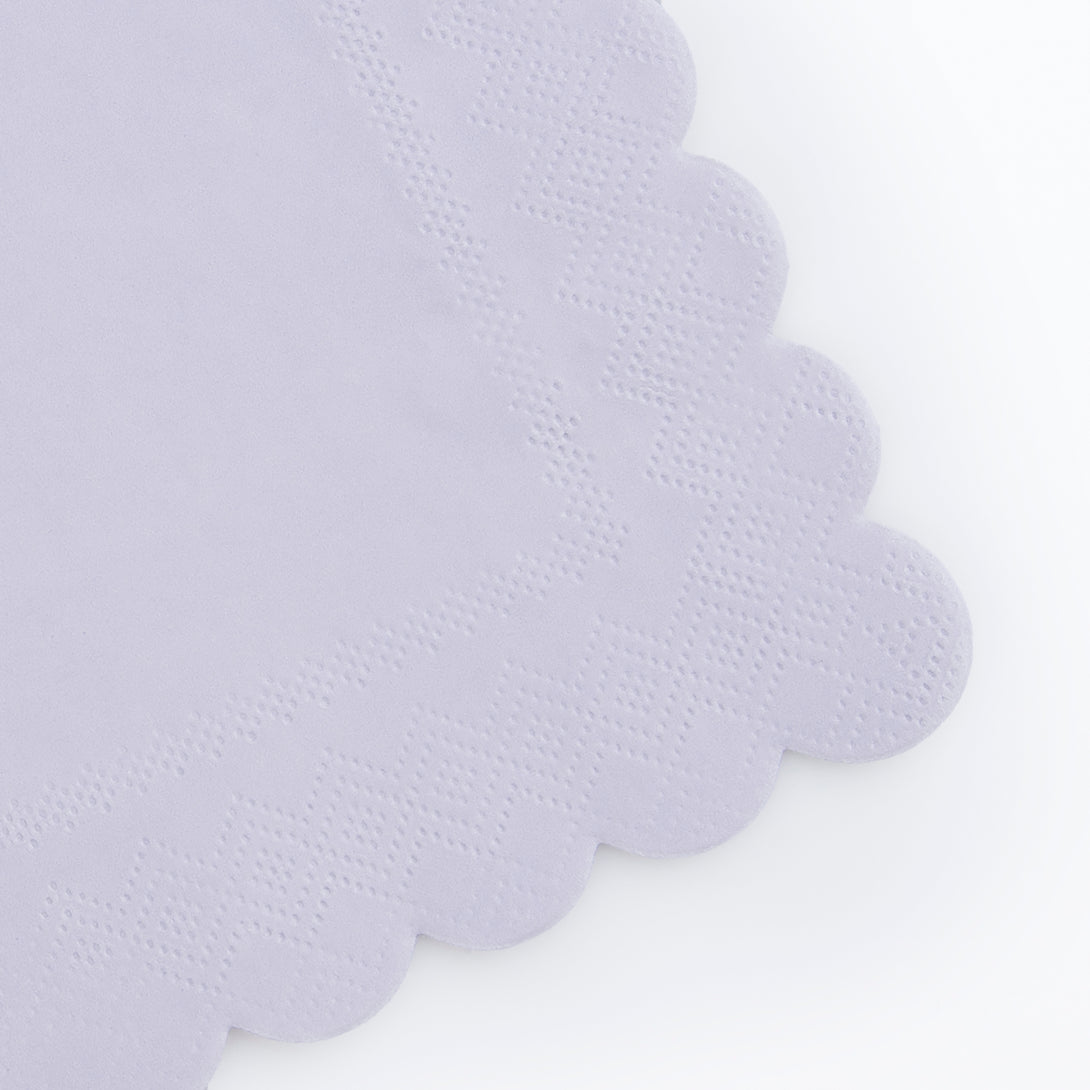 Our large party napkins, in a pastel purple shade, are perfect to add to your birthday party supplies.