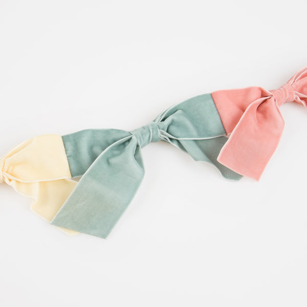 Our velvet bow fabric garland makes a special hanging decoration for a baby shower or bridal shower. Image4