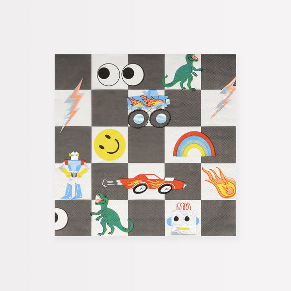 Our Toybox party set includes tableware, candles, party bags and a garland all with vibrant retro designs, ideal for fun birthday parties.  Image5