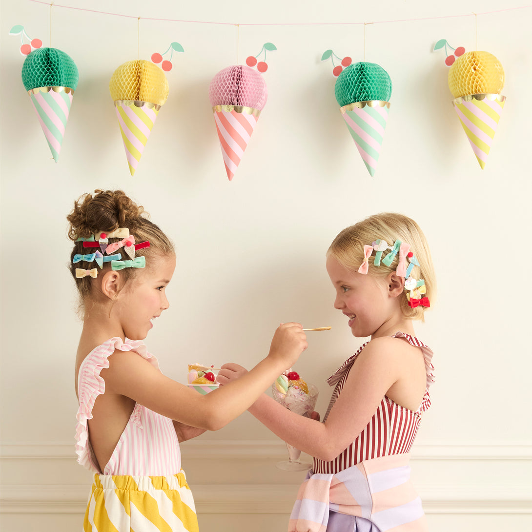 Our fun hair clips, with colourful ice cream designs, are great for pool party hair or for any summer party.