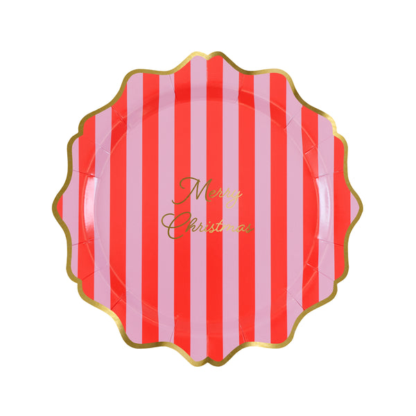 Our paper Christmas side plates feature bold stripes, a Merry Christmas message in shiny gold fold and wavy borders, striking and special. Image4