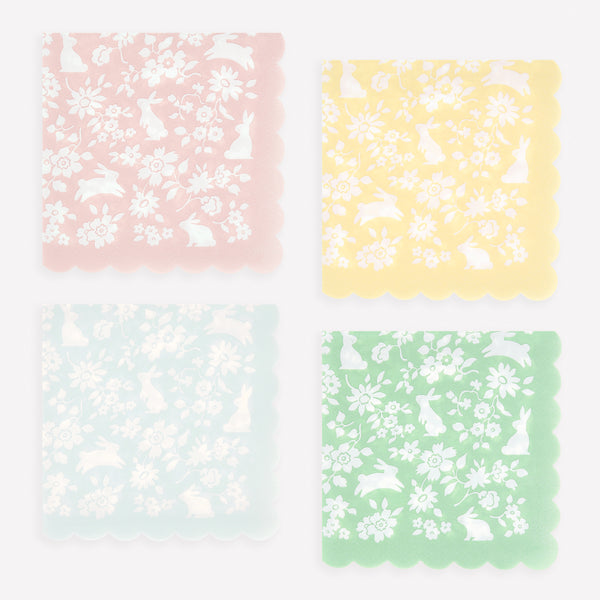 Our paper napkins, with a ditsy floral and bunny print, are perfect to add fun and style to your Easter tableware. Image1