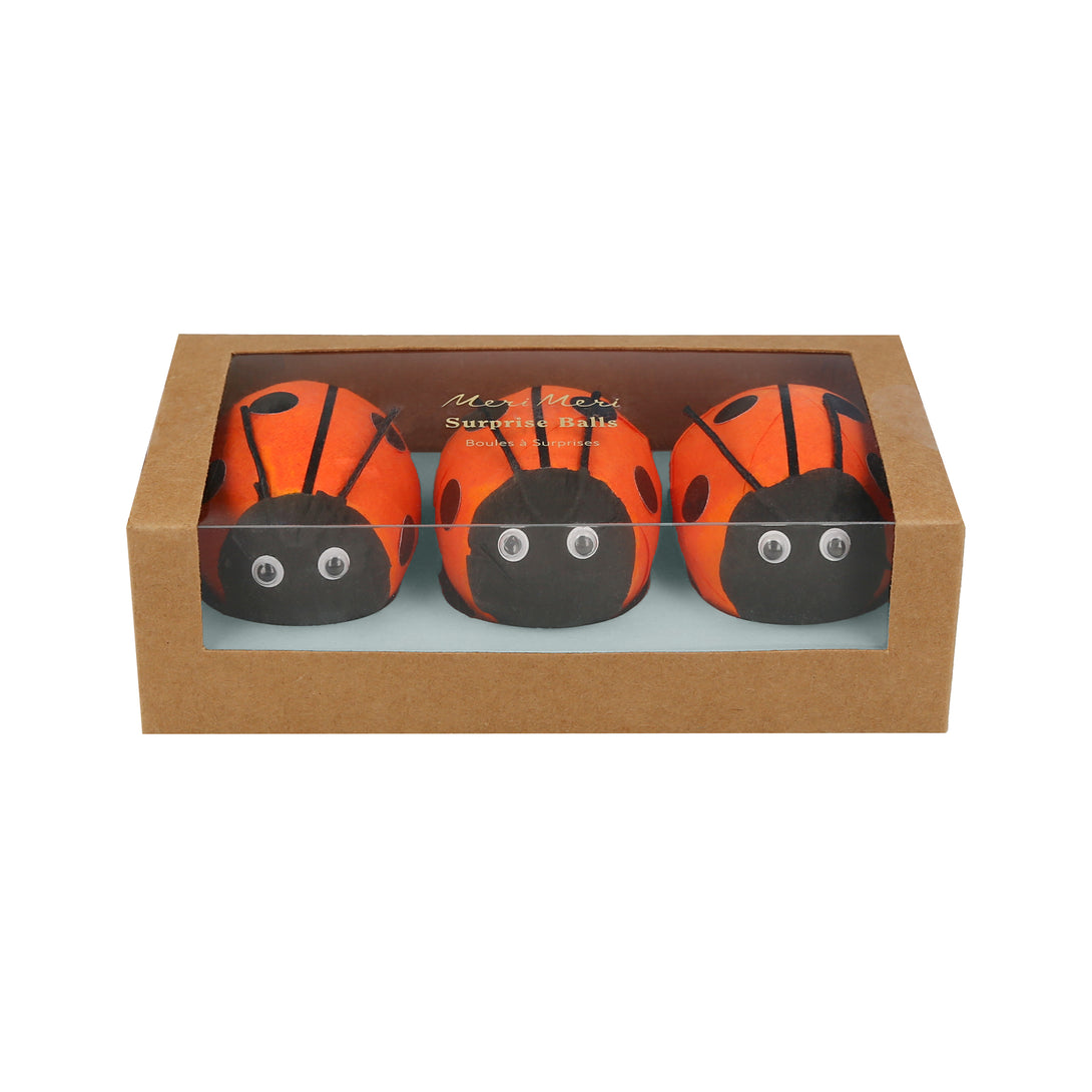 Make your woodland party look amazing with our fun ladybird surprise balls, including a cute ladybird eraser, a joke, 2 stickers and a party hat.