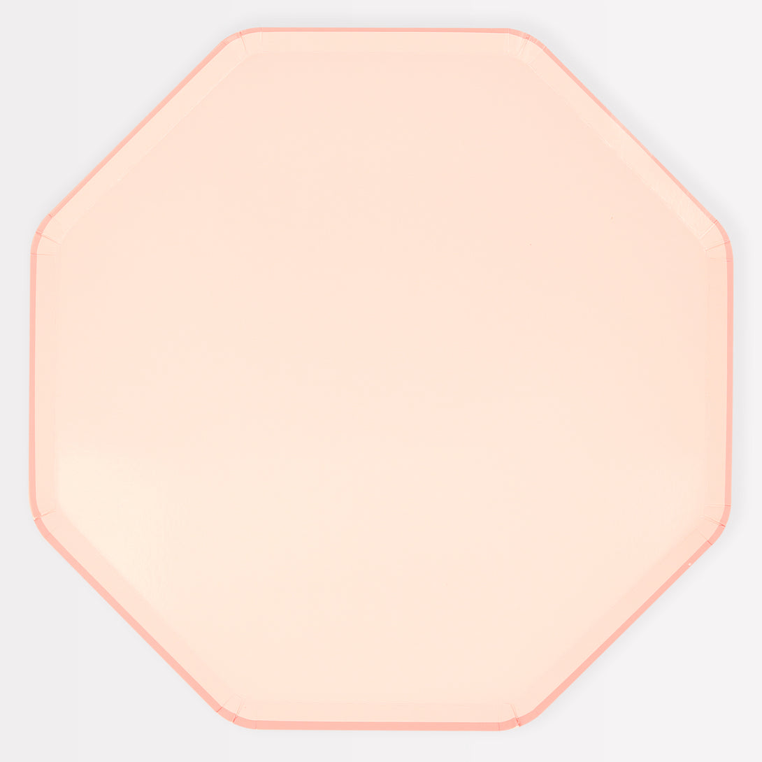 Our paper plates , in a soft shade of pink, are the perfect dinner plates for a loving meal.