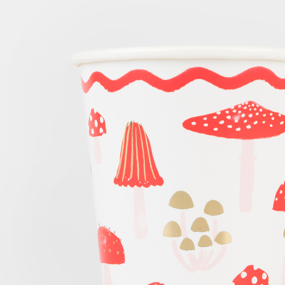 Our party cups, with a fabulous mushroom design, are perfect for festive meals or as Christmas cocktail cups.