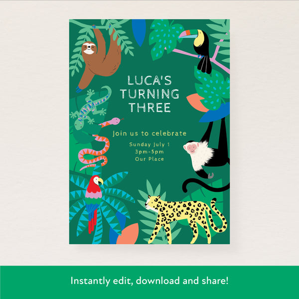 Jungle Download & Print Invitation Image1