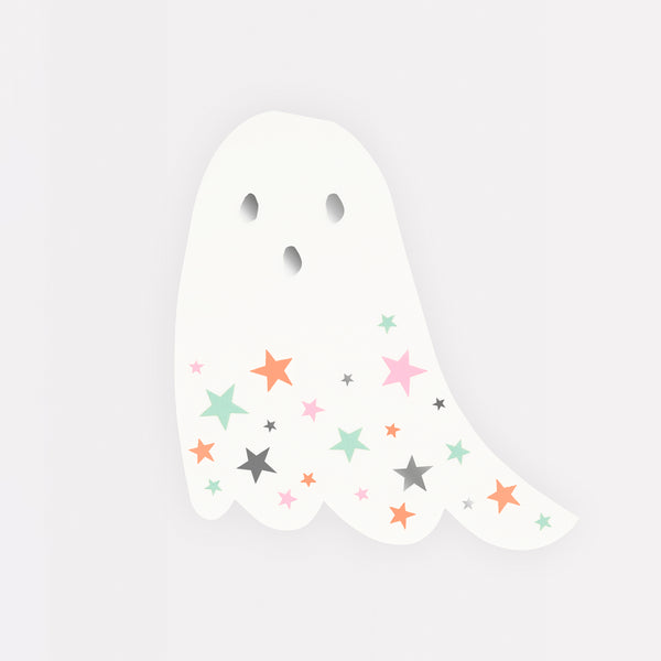 Our ghost napkins, with fun star and shiny silver foil details, are ideal to add to your Halloween party supplies.