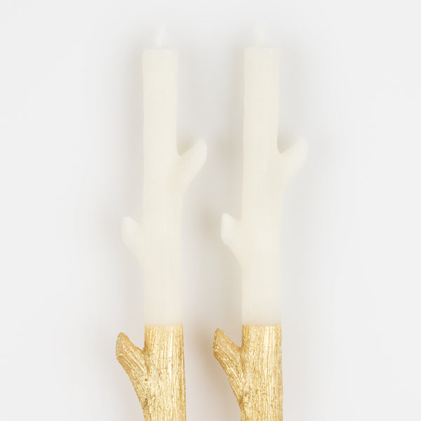 Our tall candles, in the shapes of sticks, are gold ink dipped for a really special effect - a fabulous host gift or Christmas table decoration. Image3