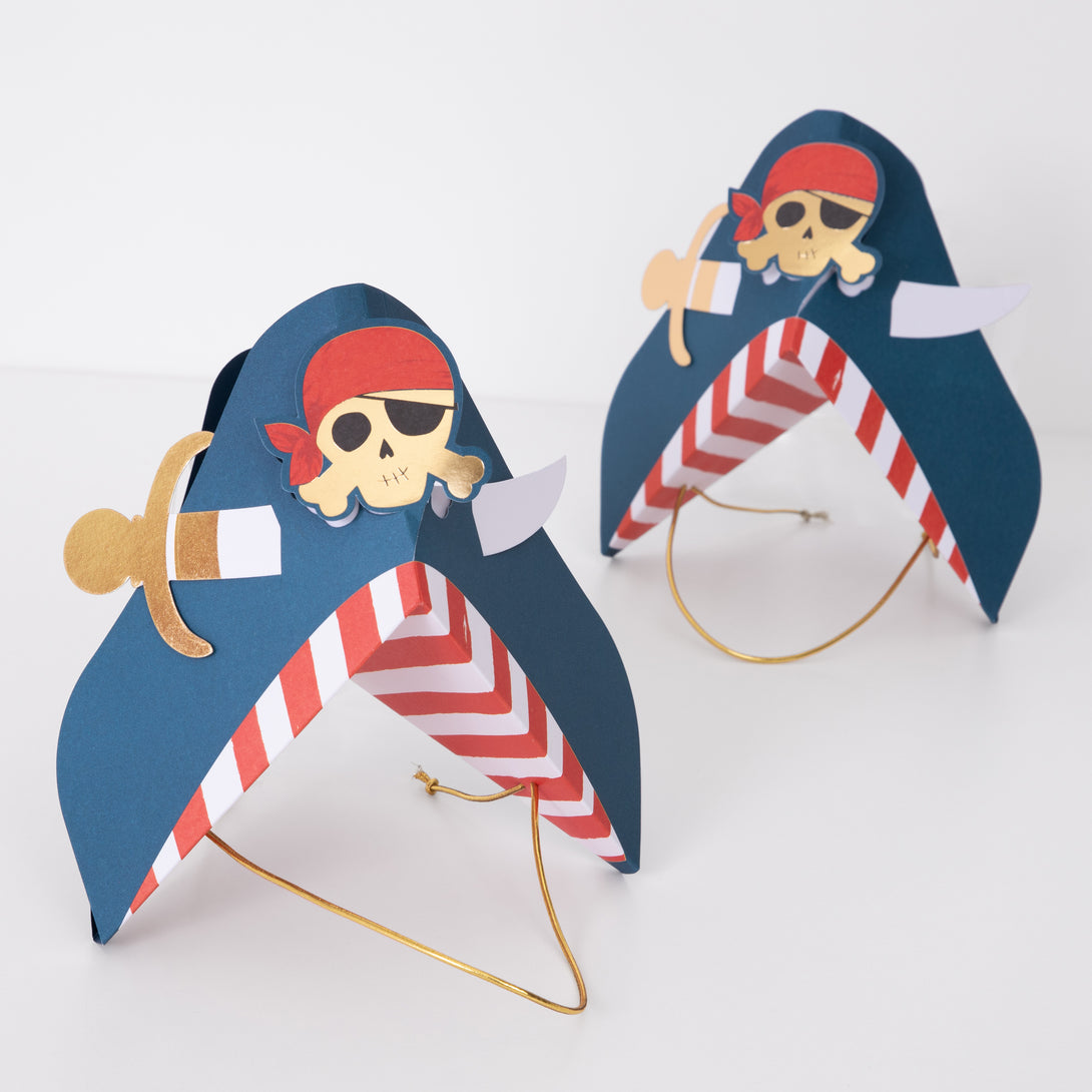 Make your pirate birthday party fun with our pirate garland, pirate hats, pirate paper plates, cups and napkins and party bags. 