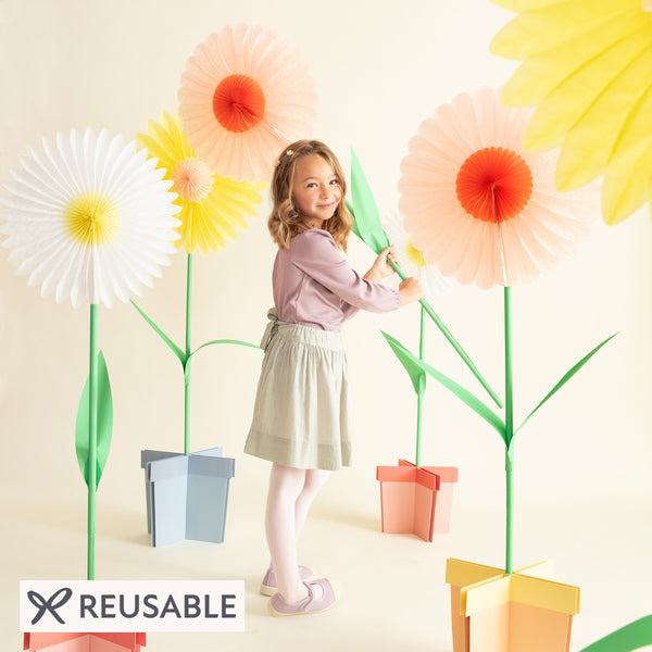Our large stand up paper flower decorations are ideal for adding colour and charm to any party. Image1
