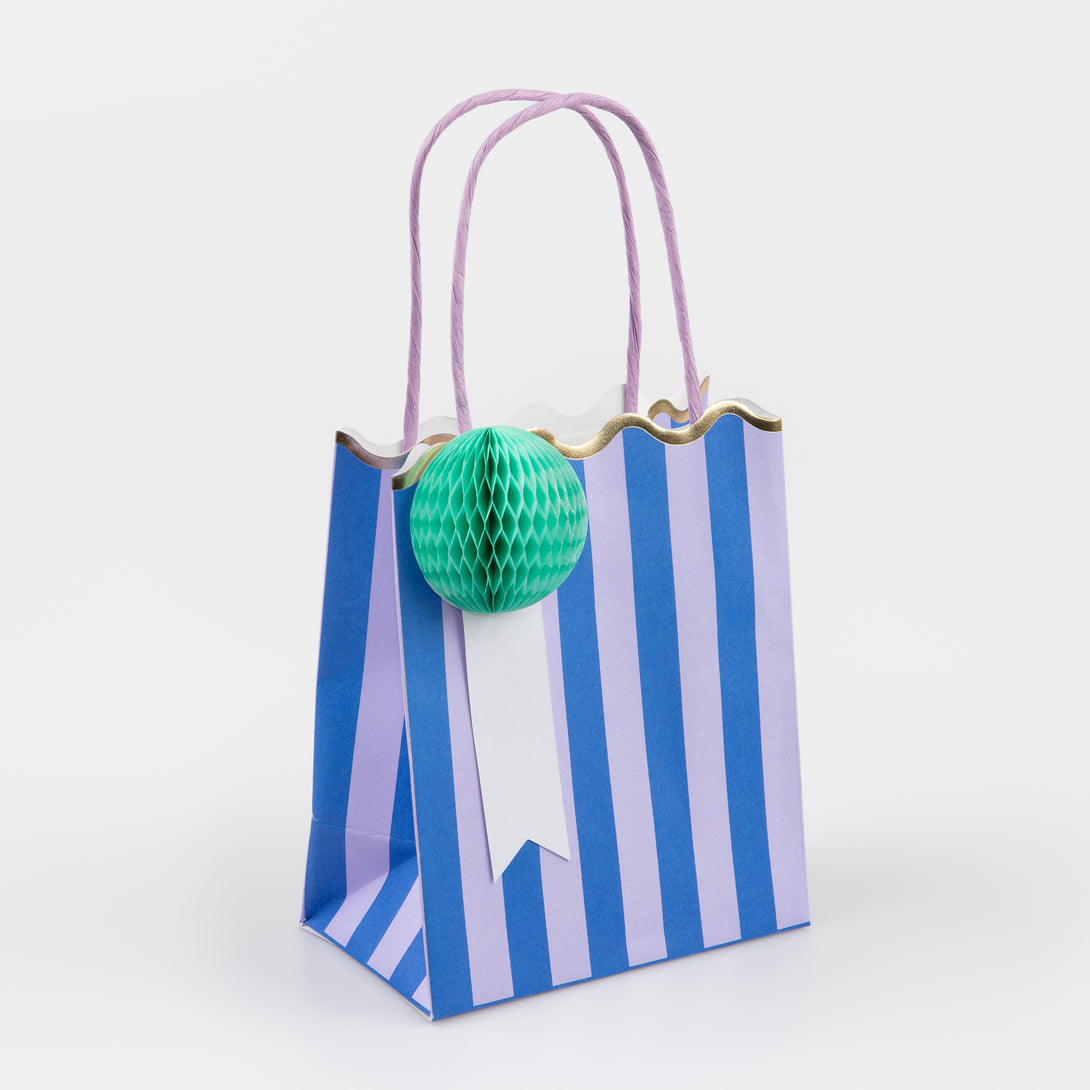 Choose our bright and striped party bags to thrill your party guests.