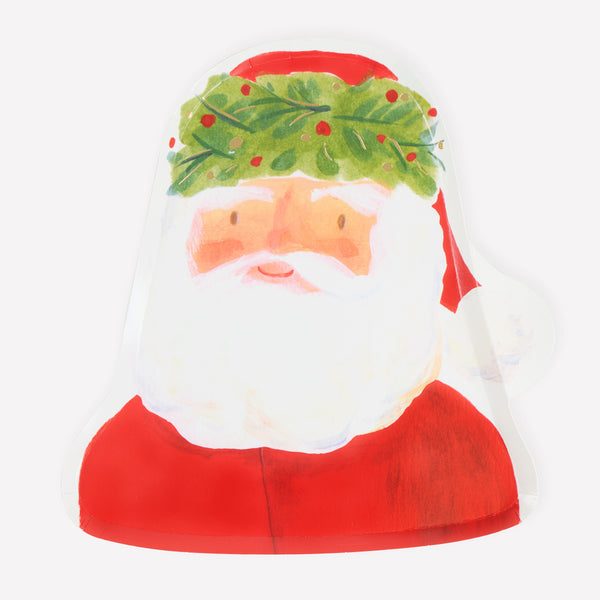 Our Santa plates, made from heavyweight paper, have a beautiful painterly quality with foliage details to give a folk-inspired feel. Image1
