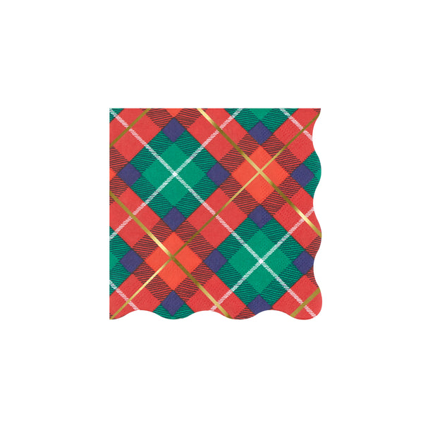 Our Christmas napkins, made from 3-ply paper, features tartan designs in seasonal colours with shiny gold foil, great for drinks and meals. Image4