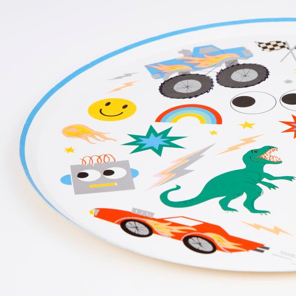 Our Toybox party set includes tableware, candles, party bags and a garland all with vibrant retro designs, ideal for fun birthday parties.  Image4