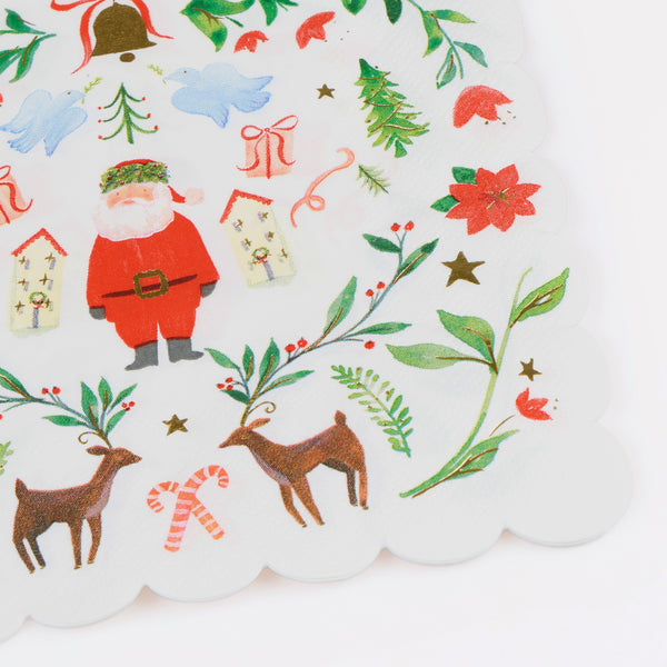 Our large Christmas napkins, made from 3-ply paper, feature Santa in a folk-inspired design for a warm nostalgic look to your celebrations. Image2