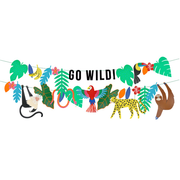Make your jungle party come to life with our special set which includes tableware, party masks and vibrant garlands. 