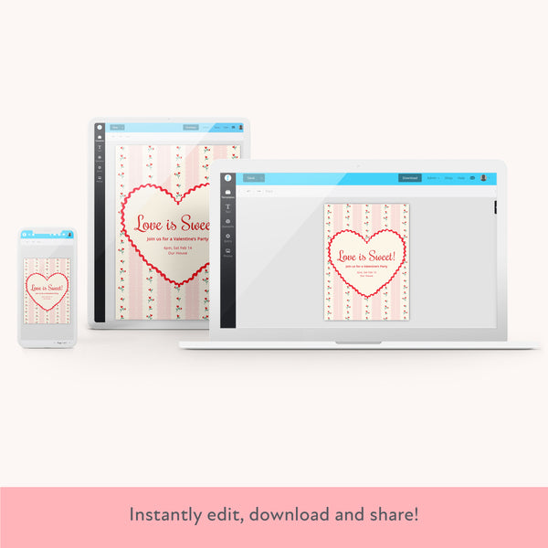 Vintage Rose Heart Download & Print Invitation Image2