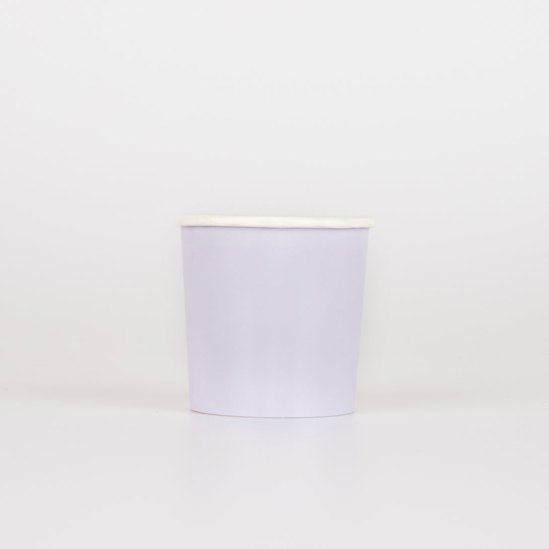 Our paper cups, in a light purple colour, are perfect for a purple party.