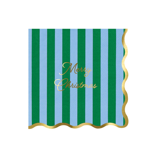 Our Christmas paper napkins, in a large size, feature vibrant stripes, scalloped edges and gold foil details for a practical and decorative look. Image6
