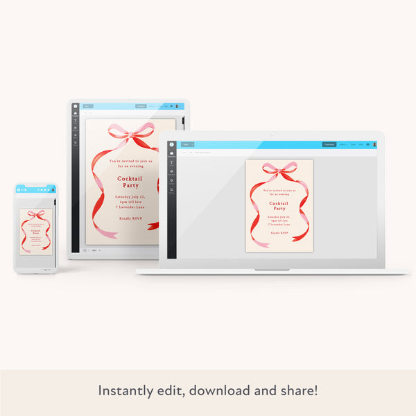 Red Bow Ribbon Download & Print Invitation