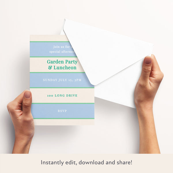 Blue Cabana Stripe Download & Print Invitation