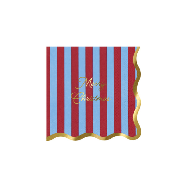 Add joyful cheer to your Christmas dinner or parties with the Christmas paper napkins with bold stripes, scalloped edges and shiny gold foil. Image5
