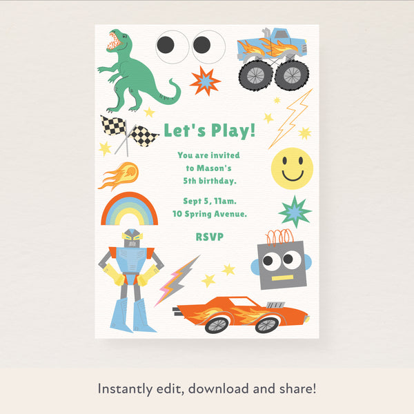 Toybox Download & Print Invitation