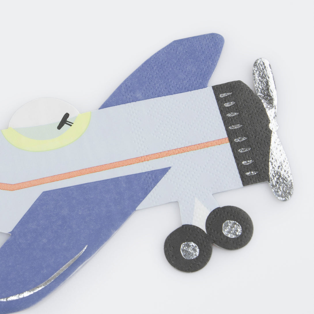 Kids who love airplanes will love our airplane party set which includes an airplane garland, plates, napkins and cups. 