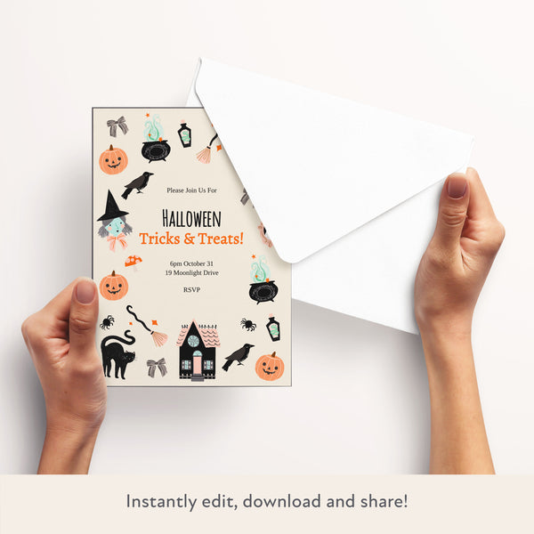 Halloween Patchwork Icons Download & Print Invitation Image3