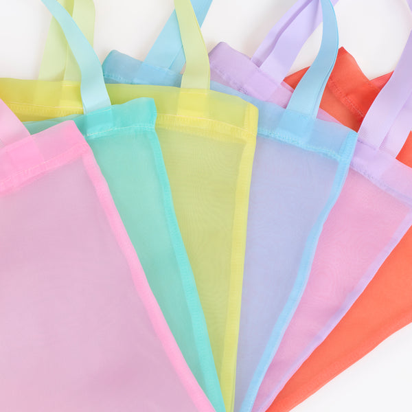 Our organza party bags are super elegant, with each set having six colours and ribbon handles, perfect for any chic celebration. Image3