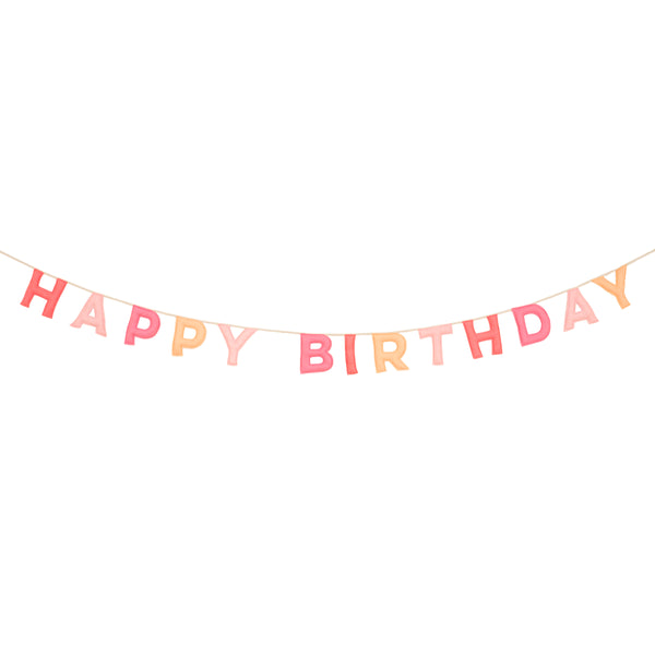 Our happy birthday garland has felt letters in peach and pink tones, ideal to reuse year after year. Image4